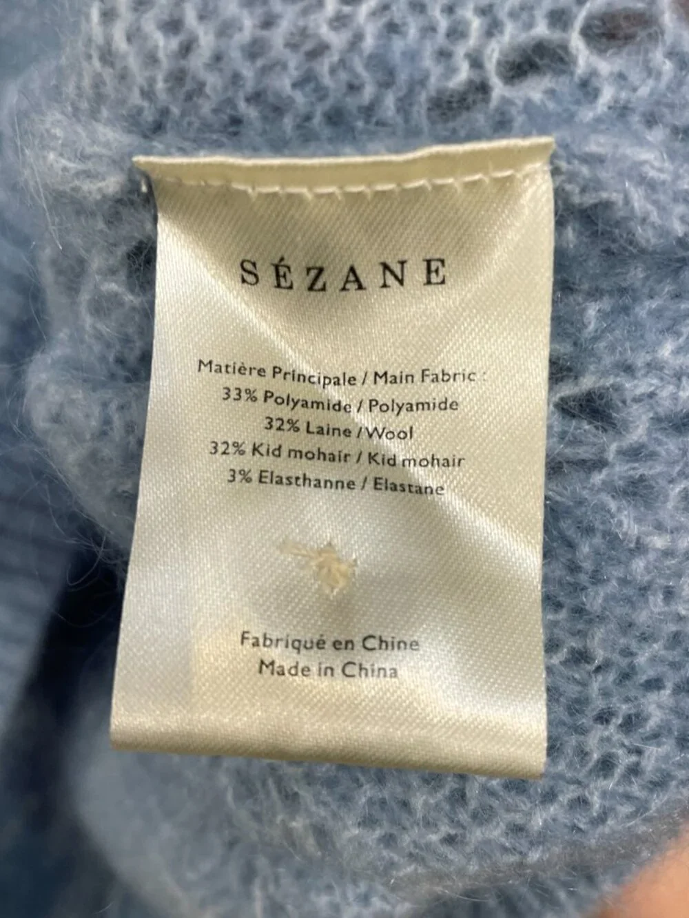 Last Call! Like New Sezane Phoebe Mohair Wool Pointelle Cardigan Storm Blue XS - Picture 7 of 8
